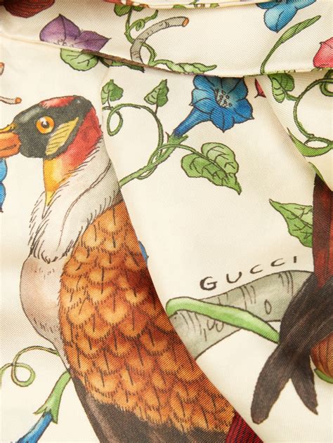 gucci collection silk bird|authentic gucci silk scarf.